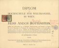Andor Beretvas: Diplomurkunde 1922, Teil 1. Copyright: Wirtschaftsuniversität Wien, Universitätsarchiv.